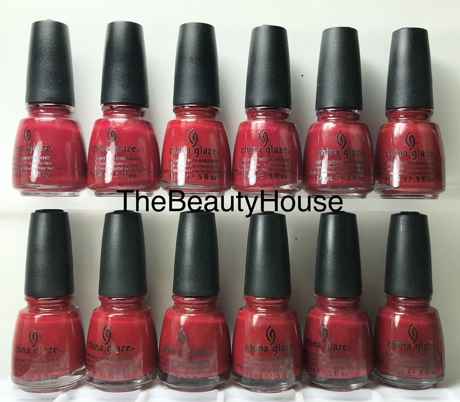 China Glaze Nail Polish Red Satin 1111 Lot Of 12 Bottles Salon Special