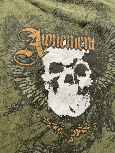 ATONEMENT Shirt Boys Large White Graphic Skulls Angel Wings Long Sleeve - Picture 3 of 5