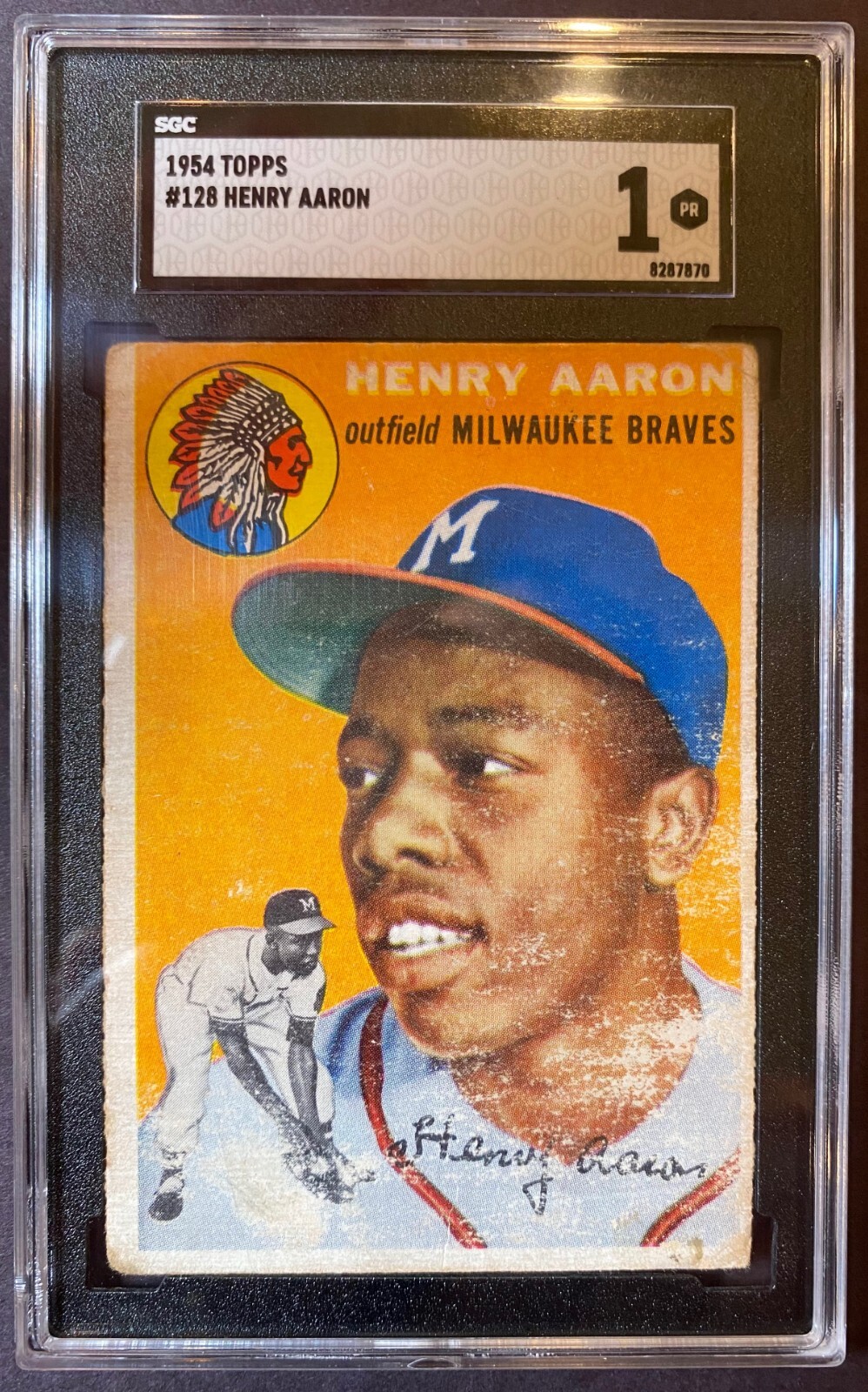 1954 Hank Aaron Rookie Baseball Card Topps 128 SGC 1 Milwaukee Braves