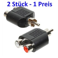 Cinch Y Verteiler Adapter 1 Cinchstecker zu 2 Cinchbuchsen Kupplung RCA 2 Stück