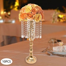 10 Pcs 19.3 inches Tall Crystal Flower Stand Wedding Flower Vase for Reception