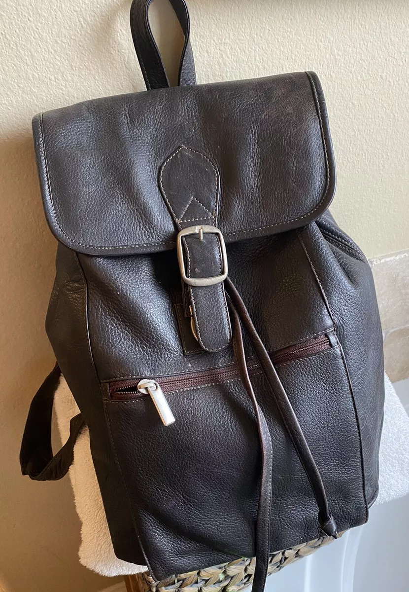 Brown leather top backpack purses