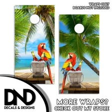 CARRIBEAN Paradise BEACH SCENE CORNHOLE WRAP SET Vinyl Board DECAL V1/V3