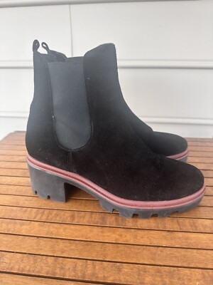 Antonio de Faria Boots Womens Size 9.5 Black Suede Leather Chelsea Platform