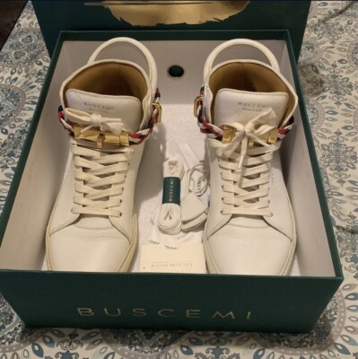Buscemi White High top 100MM Belt Weave Size 10 US men's 43