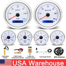 85MM GPS Speedometer 120MPH&Tacho 8000RPM&Fuel/Temp/Oil/Volt with Sensor US 