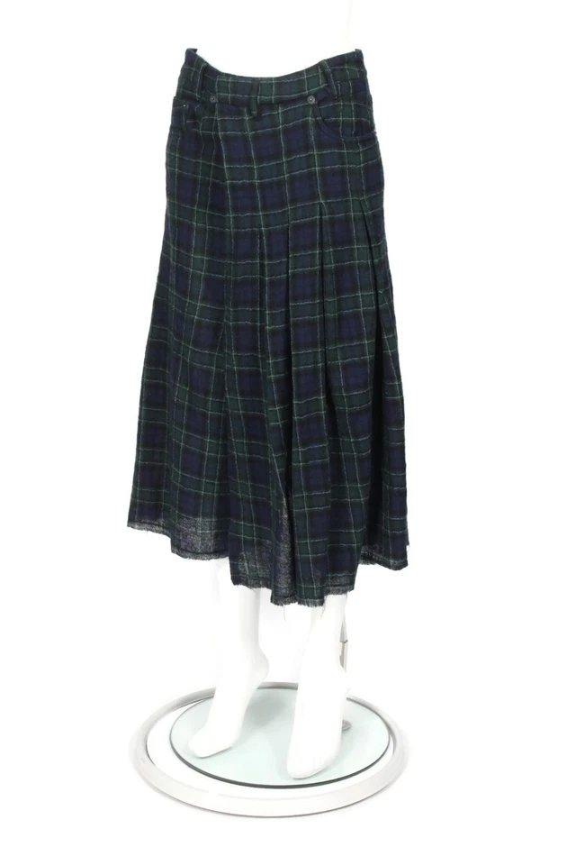 R13 Plaid Blue Green Skort Pants Avant Garde Wrap Japanese Fabric Skirt sz M 834 - Image 3 of 4
