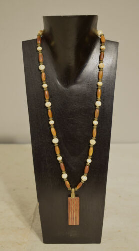 Necklace India Perfume Bottle Brown Horn Bone Beaded Necklace - Picture 1 of 2