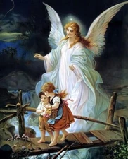 Guardian Angel With Children Christian Art 8x10 PHOTO PRINT
