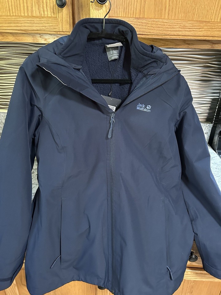 NWT Jack Wolfskin Jacket Women Medium Blue Texapore Hooded Waterproof