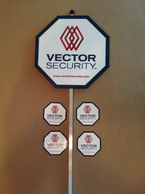 VECTOR SECURITY Yard Sign + 4 Door/Window Decals + Clip On Solar Light   **NEW** - Image 3 of 4
