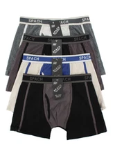 SPACH Men's Cotton Blend Elastic Waist Soft Two Tone Cotton Boxers 7858 12 Pack