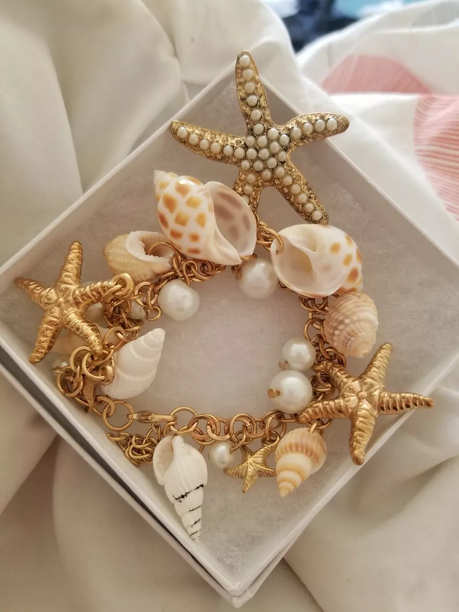 Gold charm deals bracelet ebay