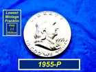 1955 Franklin  Half Dollar ➫ Lustrous "BU" Coin ➫ Partial Bell Lines ➫ 155^