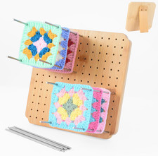 7.8" Crochet Blocking Board with 15 Pegs/Pins,Granny Square Blocking Board,Block