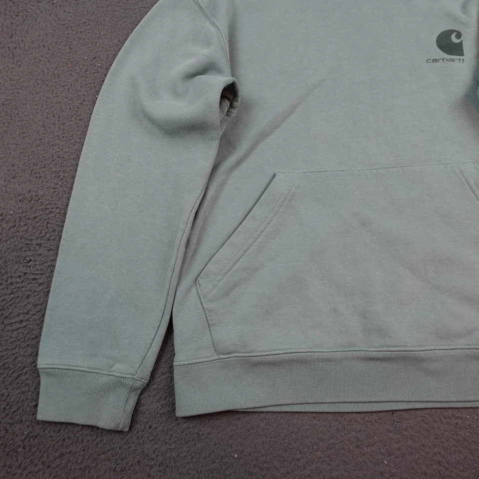 Sudadera con Capucha Carhartt Juvenil Grande 14-16 Verde Logo Manga Polar Pullover Sudadera Foto 3 de 4