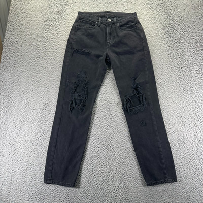 VTG American Eagle Outfitters Jean Women 28x28 Black Denim Boyfriend Distressed