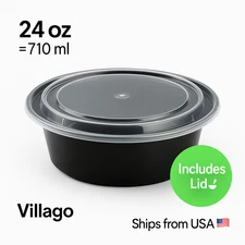 24 oz Round Food Containers Meal Prep BPA FREE Microwavable Reusable Salad Bowl 
