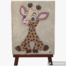 Hand Painted Giraffe Nursery Wall Art 8x10 Canvas Kids Room Baby Animal Decor