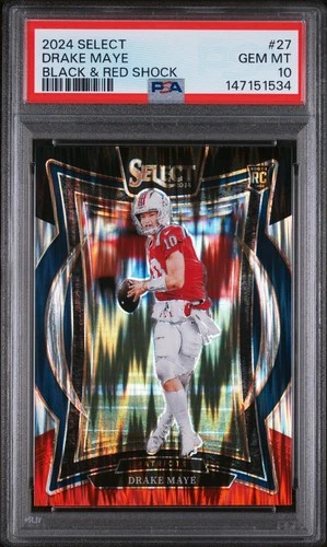 2024 Select Drake Maye BLACK & RED Shock #27 PSA 10 ROOKIE RC Patriots