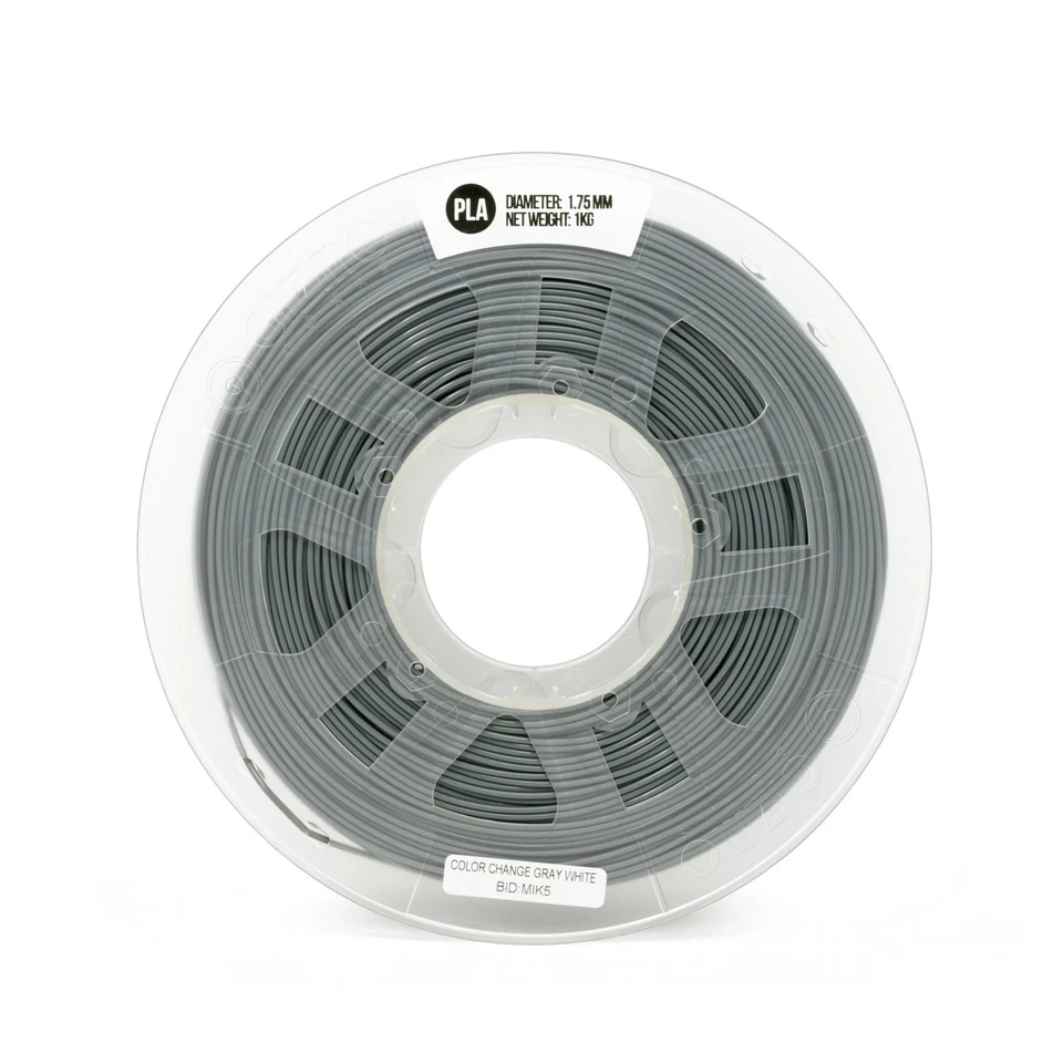 Filamento PLA 3Mm (2.85Mm) 1Kg / 2.2Lb para Impresoras 3D, Cambio de Color Gris a Blanco Foto 2 de 4