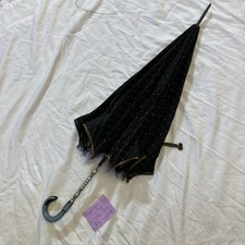 Vintage PK POLAN KATZ Nylon Umbrella Parasol Bakelite Handle  turquoise/black