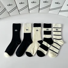 wool Alo Yoga  Socks 5 Pair Set Gift Set Box Gift Idea Athleisure