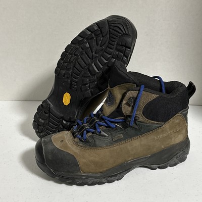 MERRELL M2 Blast Hiking Boots Womens Size 8 Brown Blue Laces Waterproof