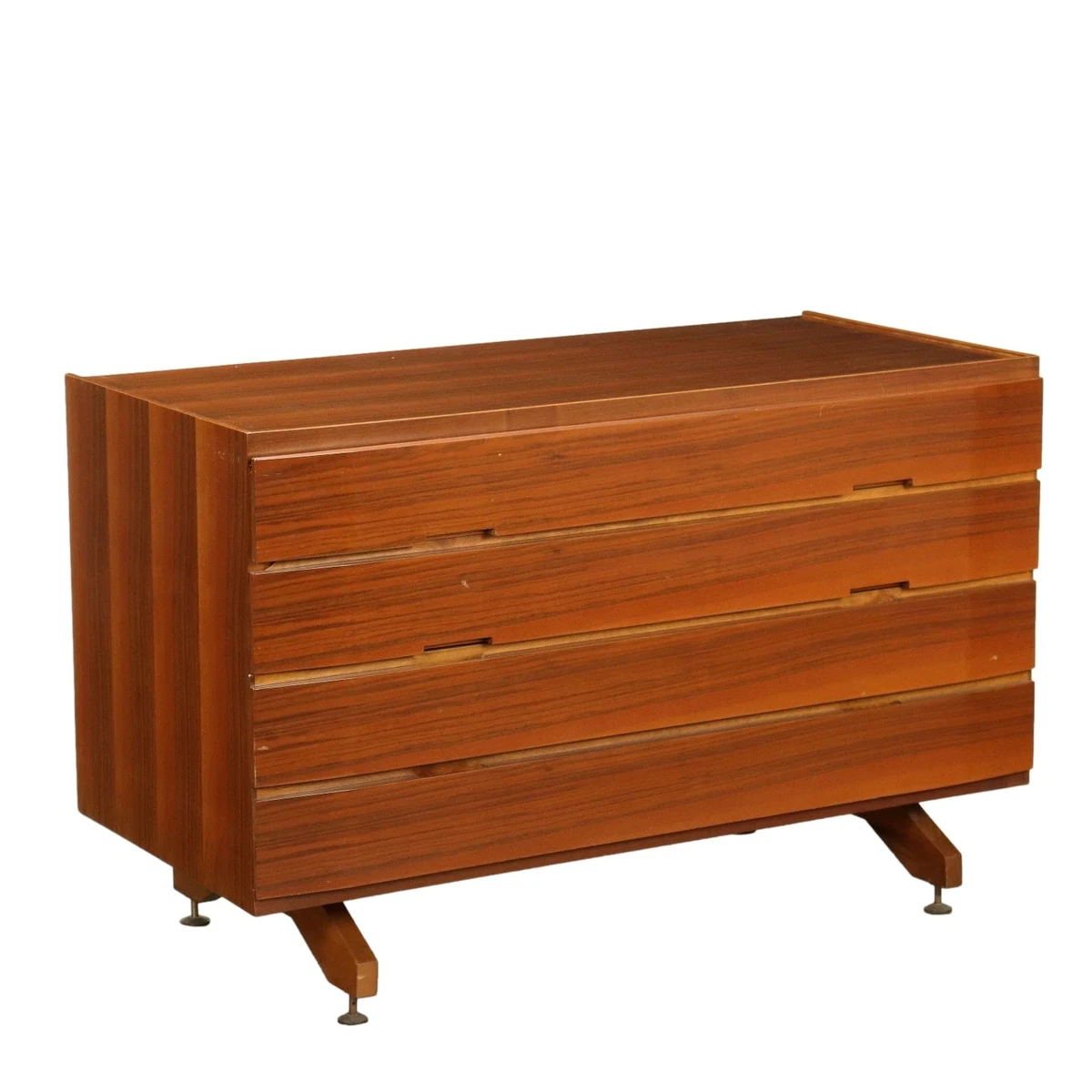 Commode Vintage Acajou Jaune - 3 Tiroirs - 112 Cm De Haut