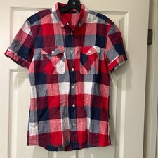 Men s Jack Jones Red And Blue Plaid Shirt. Size Small