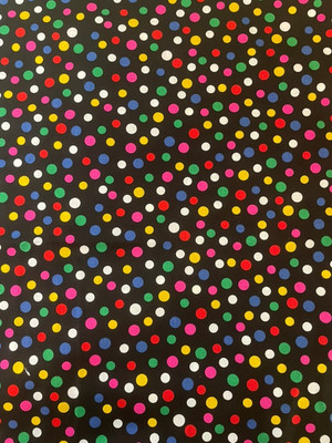 Mullticolor bright dots on a black by Robert Kaufman Fabrics