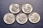 Lot of (5) BU Early-date Roosevelt Dimes (1950-1951S)
