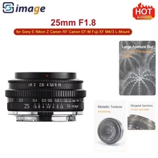 SGimage 25mm F1.8 APS-C Large Aperture Manual Lens Fr E Z RF EF-M XF M43 L Mount