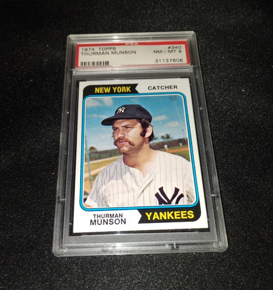 1974 TOPPS #340 THURMAN MUNSON (YANKEES) PSA 8**