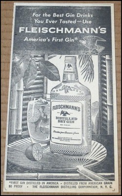1955 Fleischmann's Dry Gin Print Ad Clipping Advertisement 3.5''x7.25'' Vintage