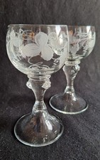 Vintage seltenes Paar ROMER Weingläser graviert 14,5 cm hoch