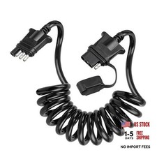 Flat Trailer Extension Coiled Cable 5 Feet 4 Pin Male and Female Wiring