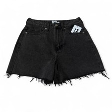 Princess Polly NWT Distressed High Rise Black Shorts Women  s Size 4