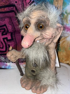 Nyform Norway Made 8  Large Old Troll Figure Walt Disney Parks Vintage 1990s Tag