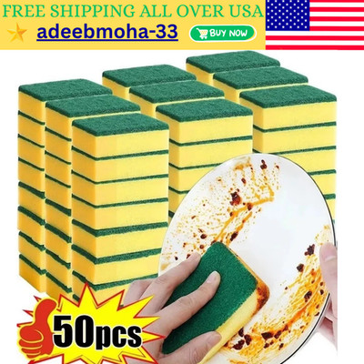 10/50 Pack Kitchen Cleaning Sponges Scourers Washing Up Non-Scratch for Dish Pad