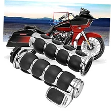 Chrome 1" Motorcycle Handlebar Hand Grips w/Throttle Sliver Flat Angle