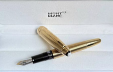 Montblanc Meisterstuck Solitaire Doué Gold Barley Fountain Pen With Box