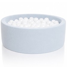 KIDKII Round Ball Pit Soft Velvet Indoor Play Toy for Toddlers, 200 Balls, Blue