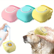 Pet Bathing Brush Soft Silicone Massager Dispenser Dog Cat Shower Bathing Brush