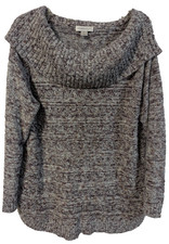 Christopher Banks Women's XL LS Cozy Cowl Neck Sweater Gray Purple Tunic