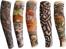 ANGTUO Kids Tattoo Sleeves - 5 PCS Fake Arm Tattoo Temporary Rockstar Fancy Dres