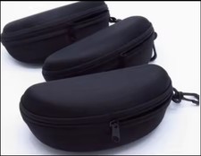 3 Pack Sunglasses Black Hard Case Eye Glasses With Zipper With Hook Clip Protect