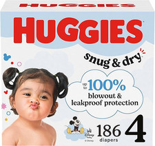 Huggies 186 Pack Snug and Dry Mickey Mouse Unisex Size 4 Disposable Baby Diapers