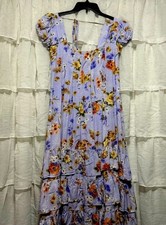 NEW ANTHROPOLOGIE FLORAL TIERED CAP SLEEVE MIDI DRESS ~ SZ XS ~ COLOR: LILAC