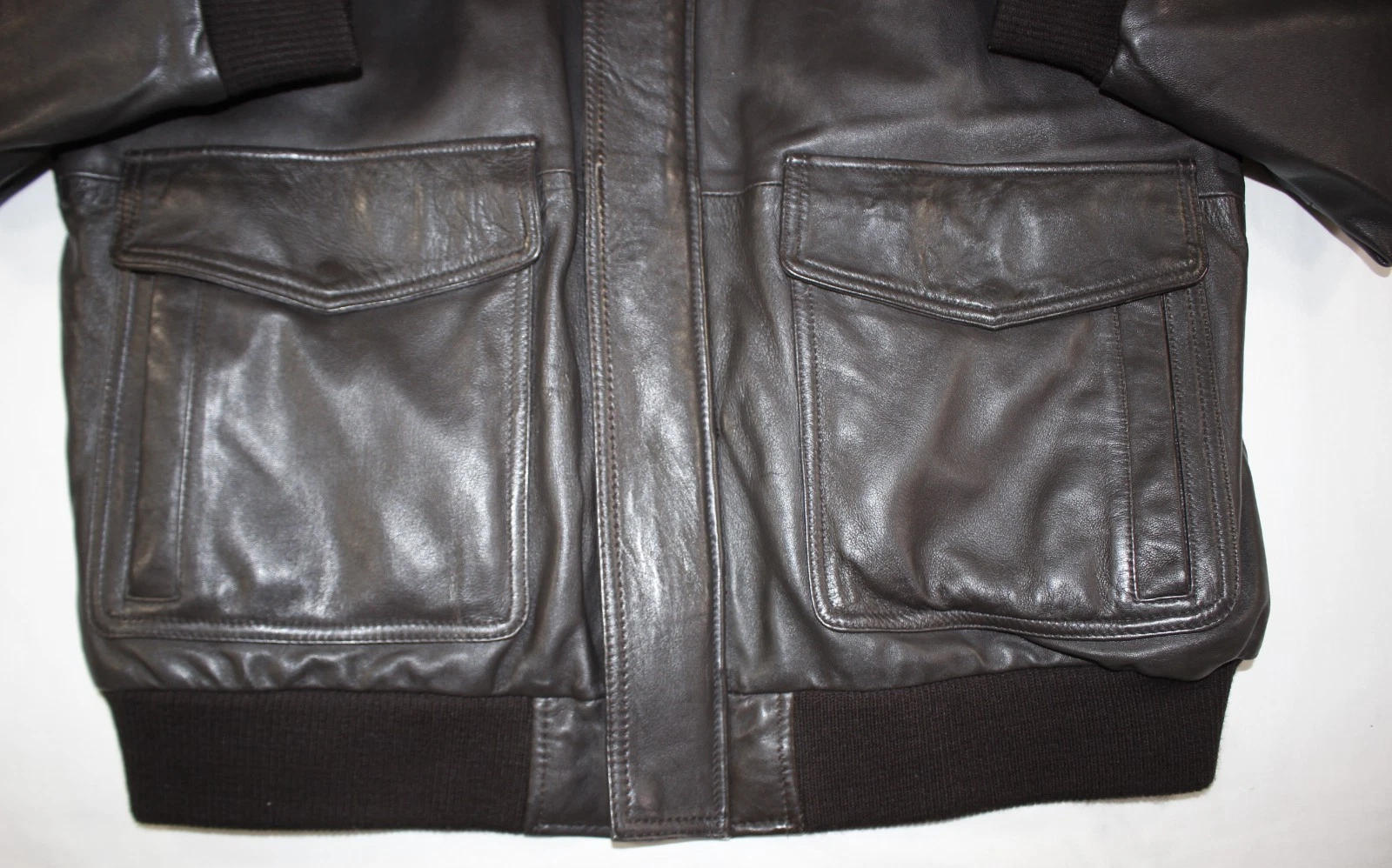 Wilsons Leather Jacket Men's XXL Chris A-2 Bomber American Flag USA Brown image 2